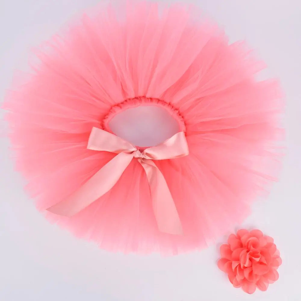 Newborn Baby Girls Tutu Skirt & Headband Set Newborn Photography Props Infant Fluffy Baby Tulle Skirt Set 0-12M 18 color options