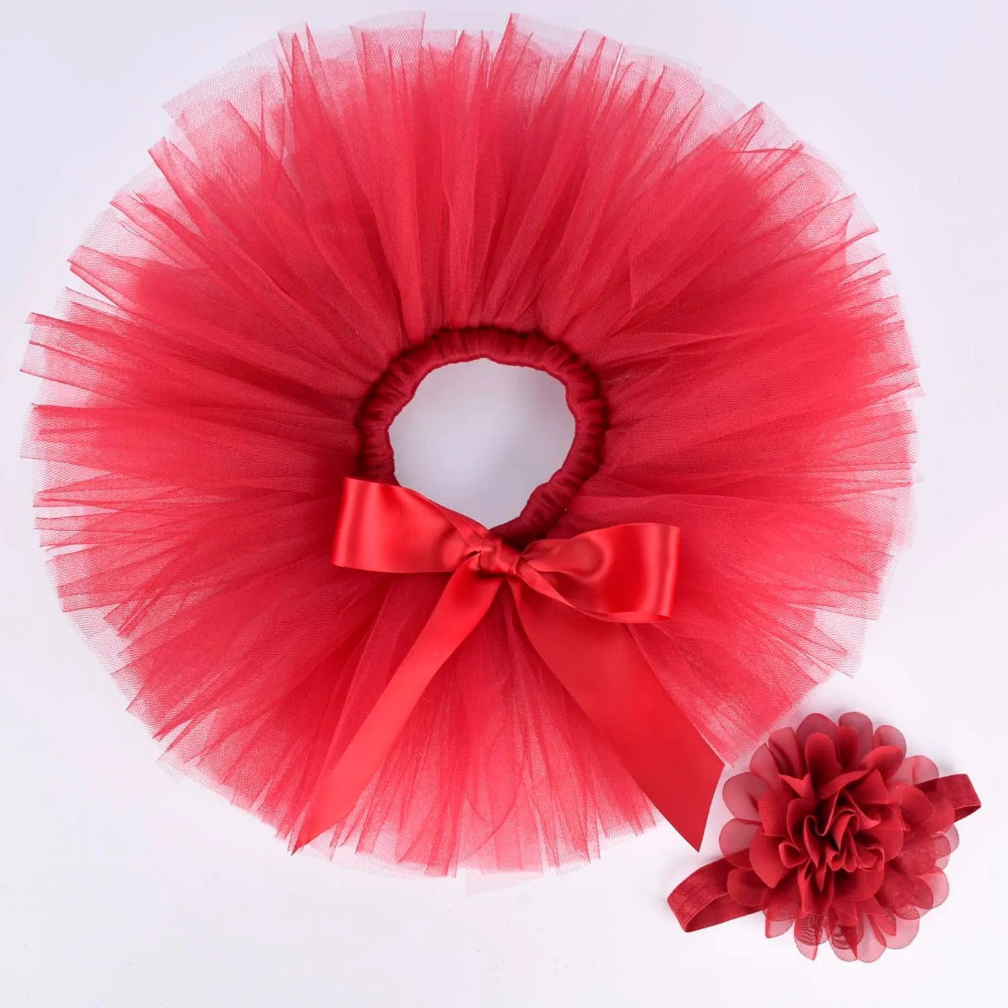 Newborn Baby Girls Tutu Skirt & Headband Set Newborn Photography Props Infant Fluffy Baby Tulle Skirt Set 0-12M 18 color options