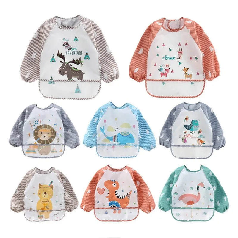 Baby Long Sleeve Scarf Waterproof Toddler Art Smock Feeding
