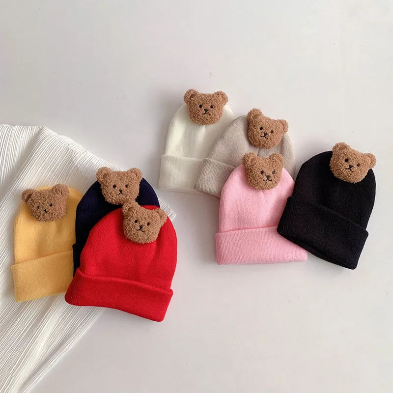 Korean Baby Autumn Winter Hat Cute Bear Knitted Warm