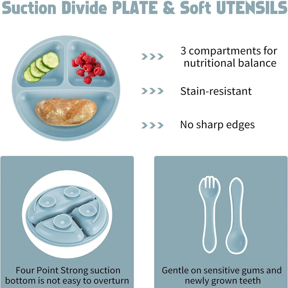 Children's Dishes Set Baby Silicone Tableware