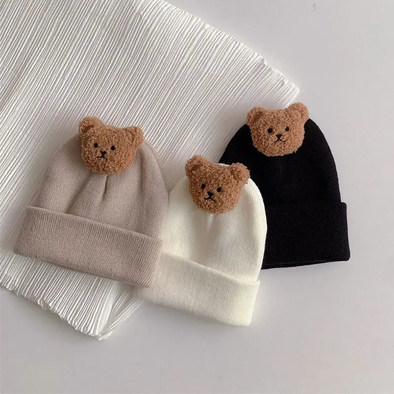 Cartoon Bear Baby Knitted Hat Autumn Winter Warm