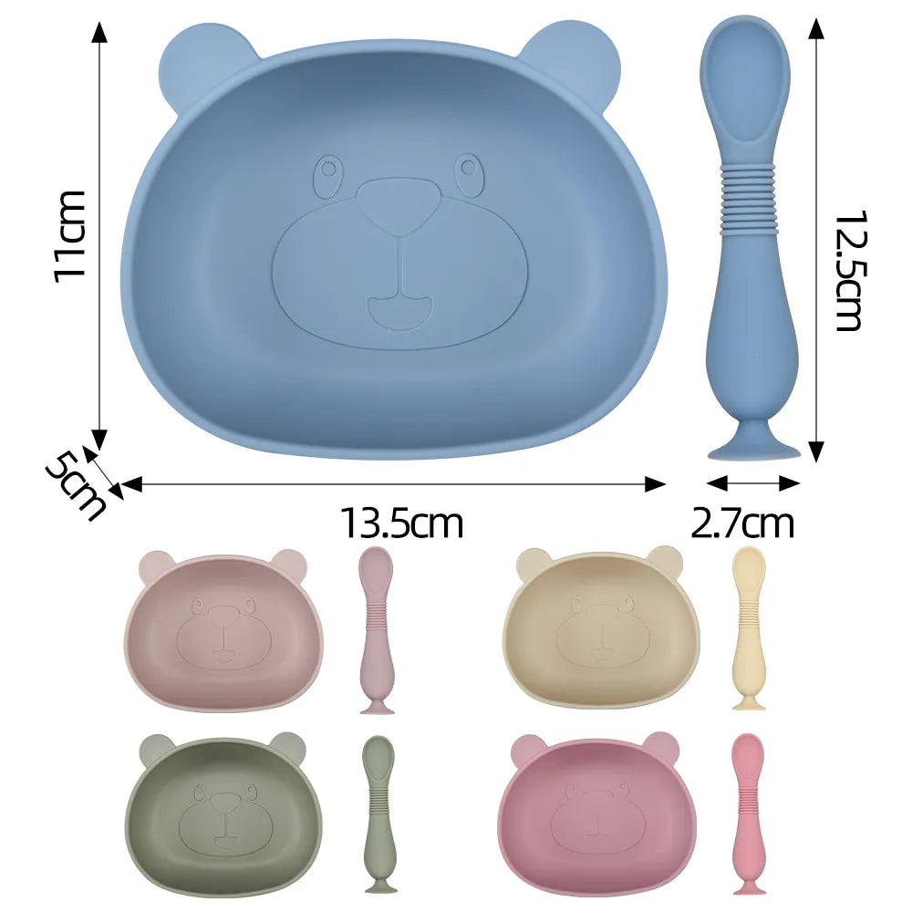 BPA Free Silicone Panda Dishes for Baby 2Pcs/1Set