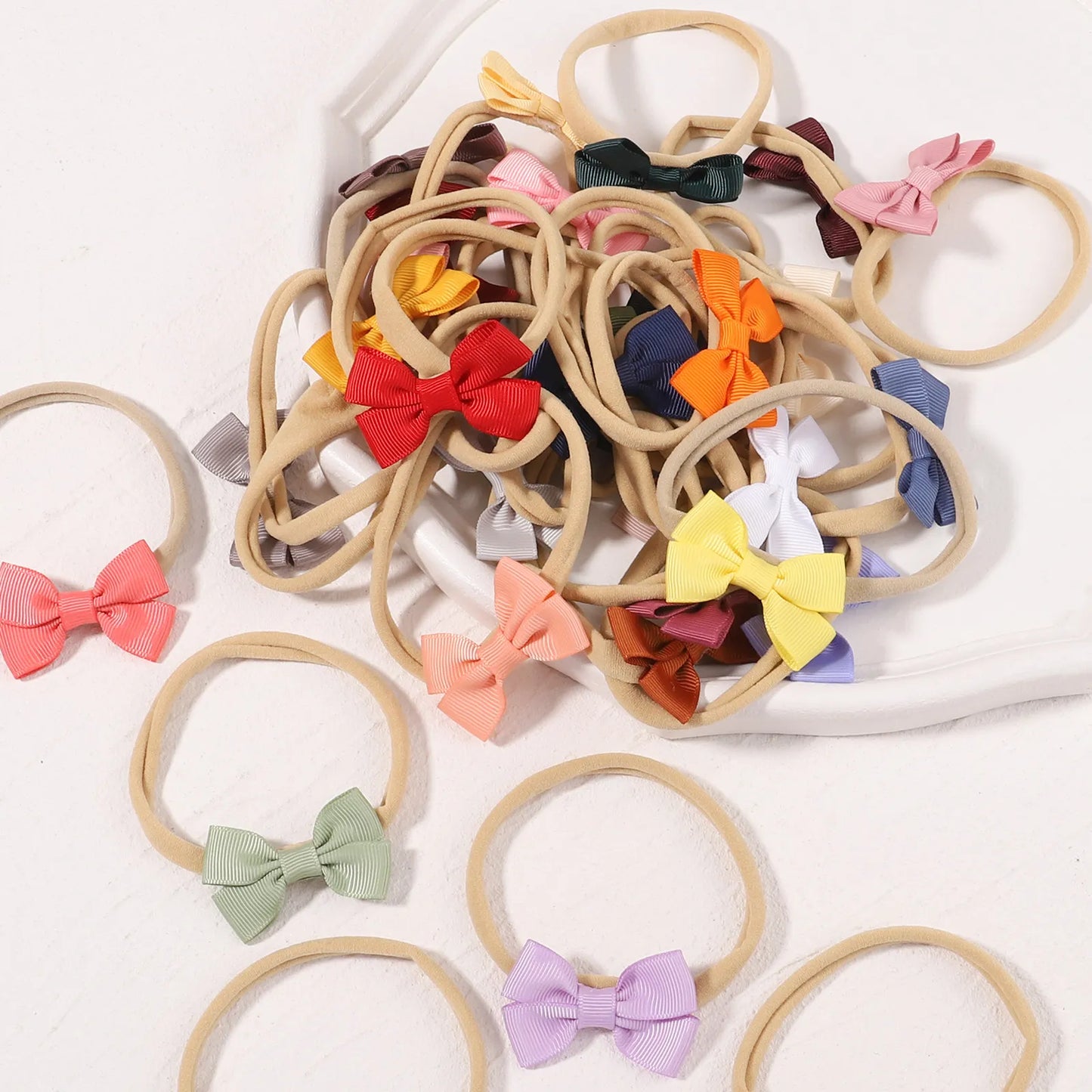Bow Headband for Baby Girl Ribbon Elastic Nylon Hairband
