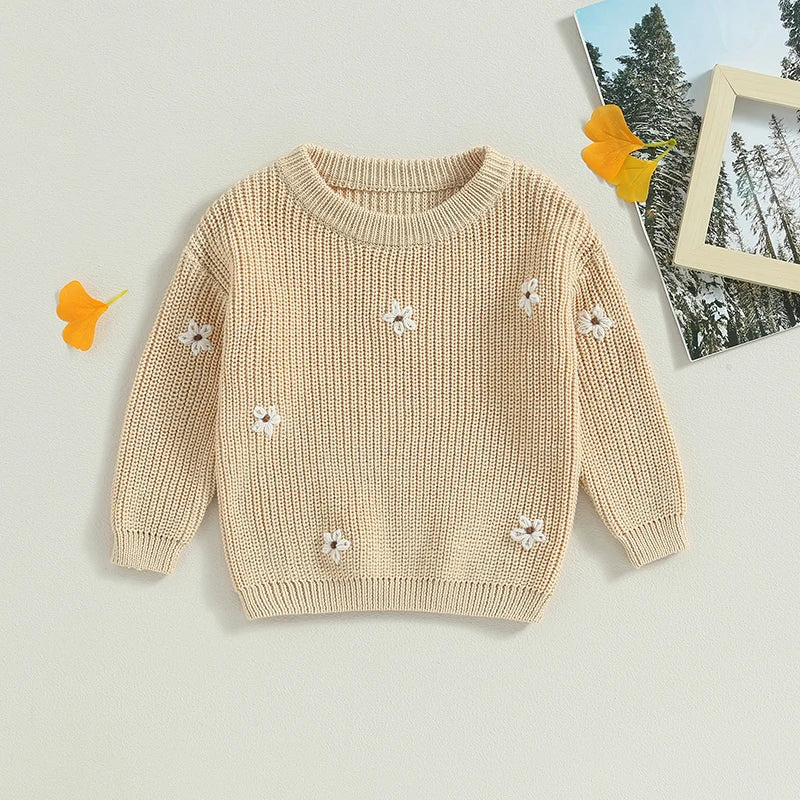 Newborn Baby Girls Winter Flower Sweater Clothes