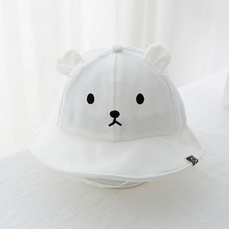 Cute Bear Baby Bucket Hat With Ears Boy Girl Cotton Kids