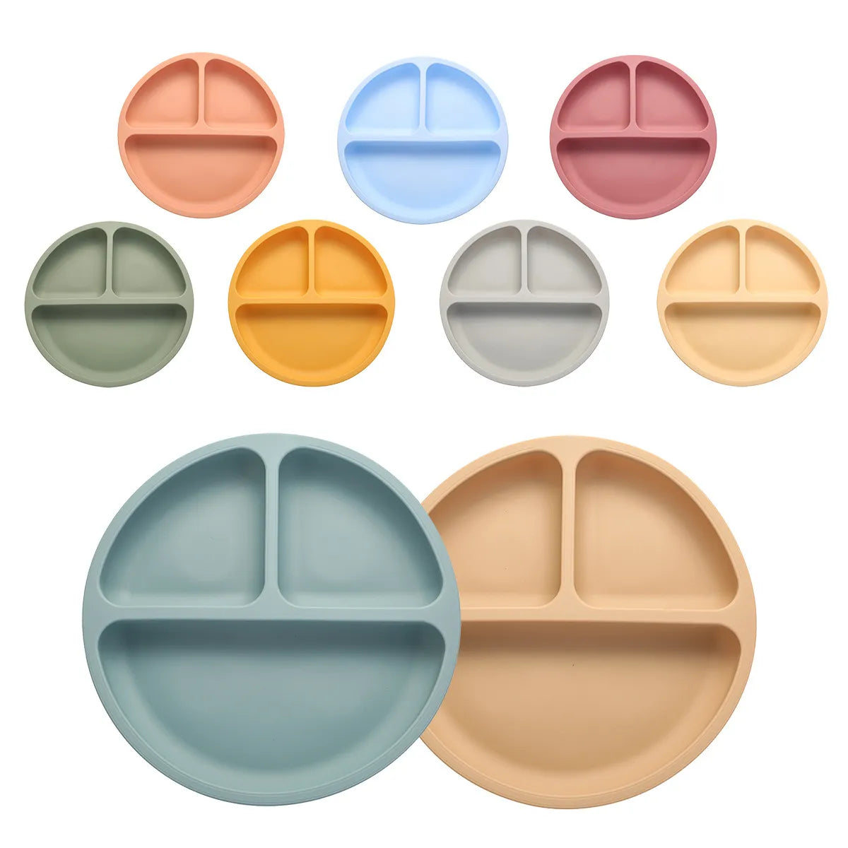 Baby Silicone Dining Plate Kids Feeding Plate Sucker Bowl
