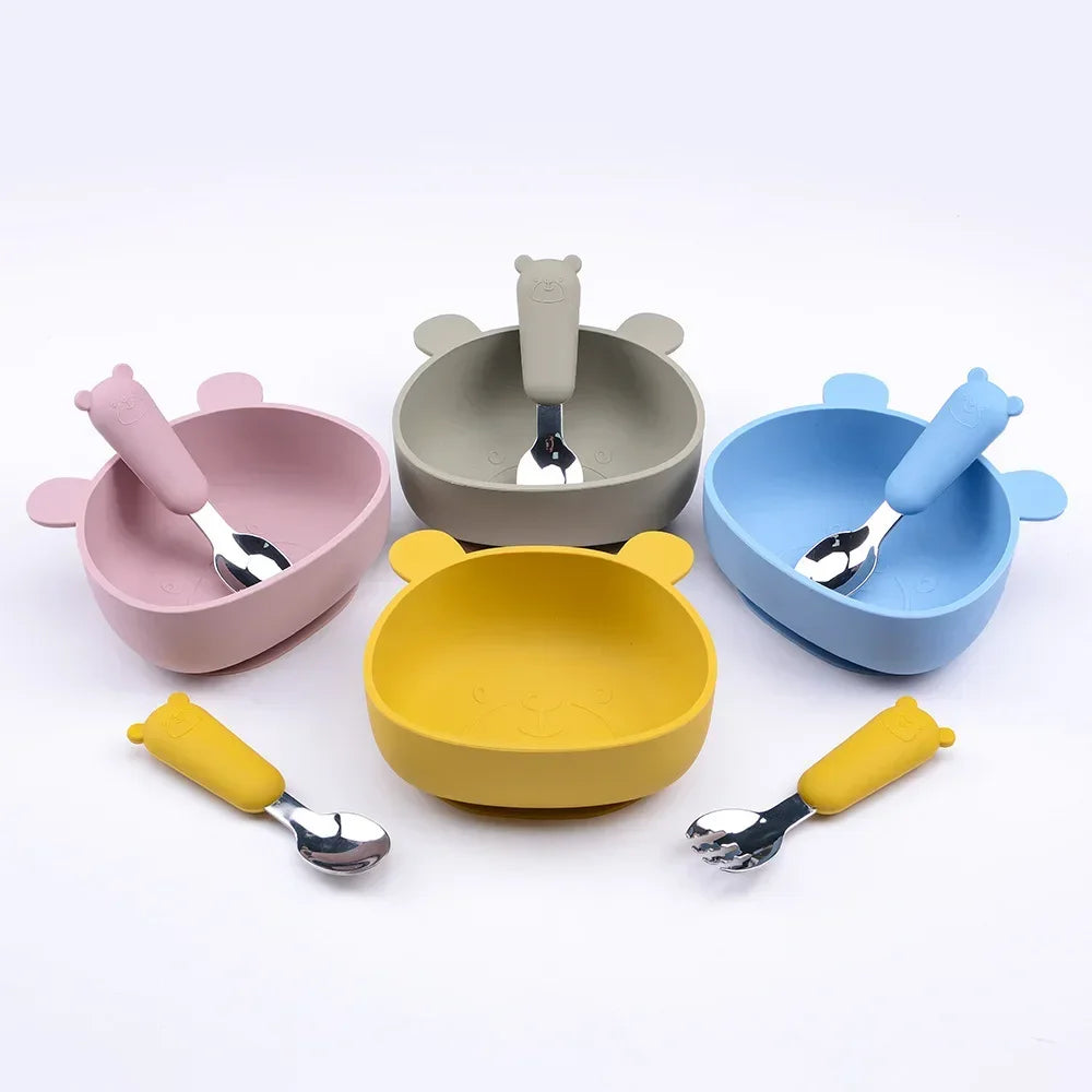 Silicone Baby Feeding Bowl Bear Tableware Waterproof