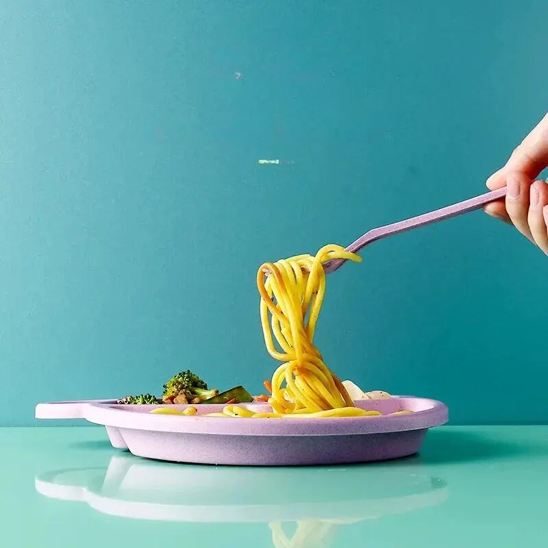 3-Piece Set Wheat Straw Cartoon Children Tableware