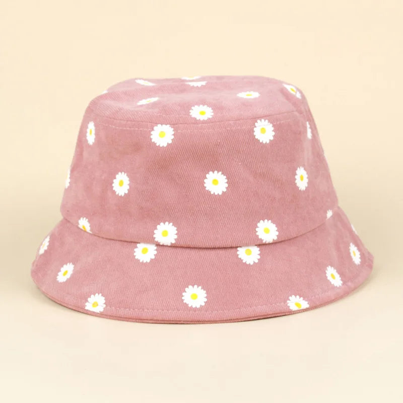 Summer Wide Brim Daisy Pattern Kids Bucket Hat