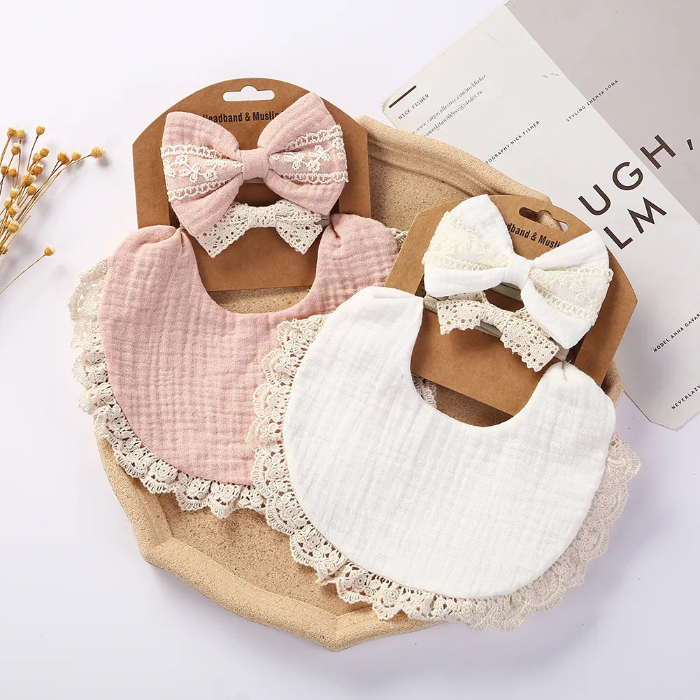 3Pcs/Set Solid Muslin Cotton Bamboo Baby Bib Tassel