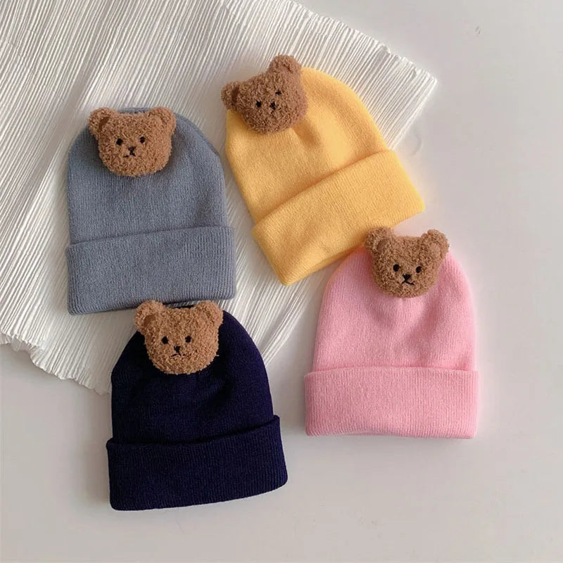 Korean Baby Autumn Winter Hat Cute Bear Knitted Warm