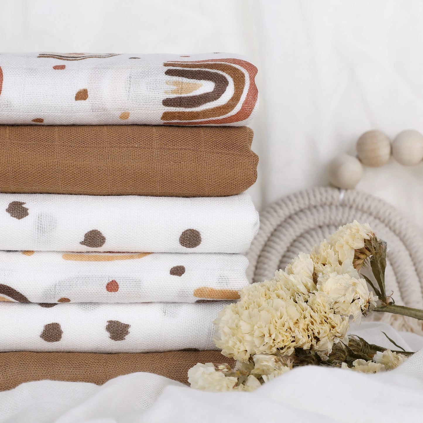 Newborn Muslin Swaddle Blanket 70% Bamboo 30% Cotton