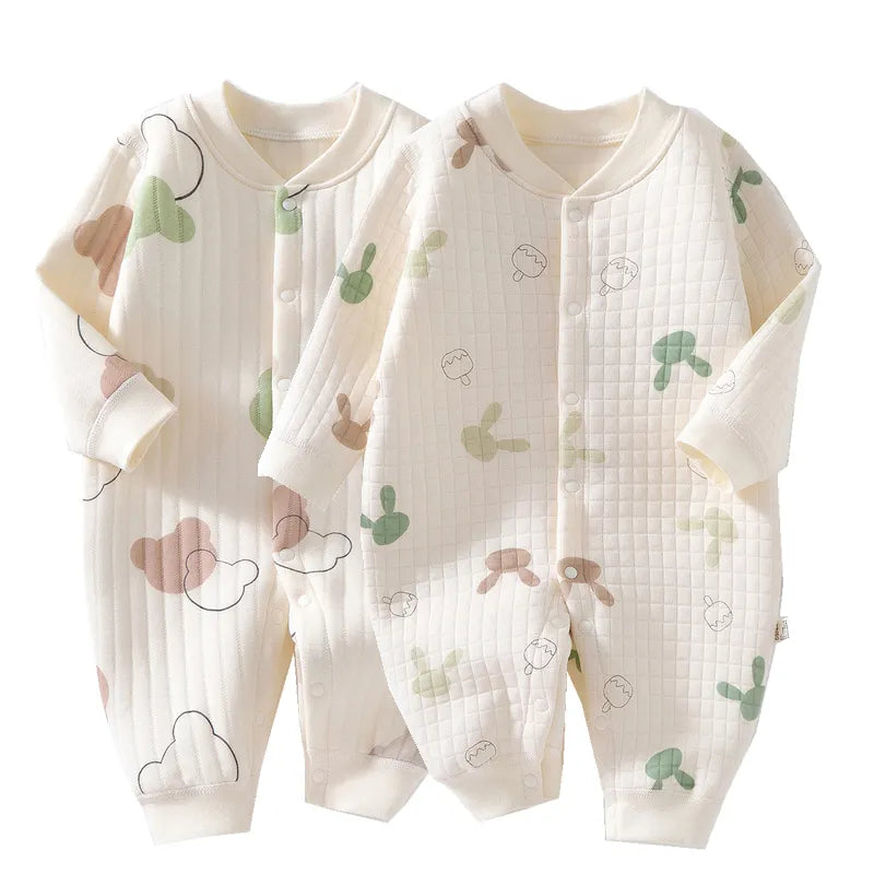 Muslin Newborn Jumpsuit Cartoon Bear Long Sleeves Baby Rompers