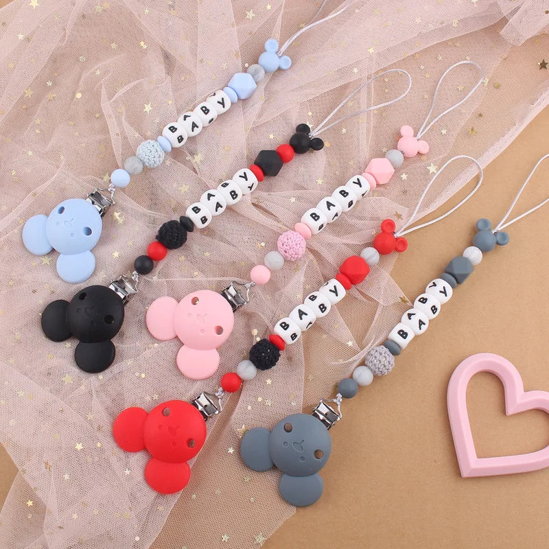 Mouse Silicone Beads Personalized Name Baby Pacifier