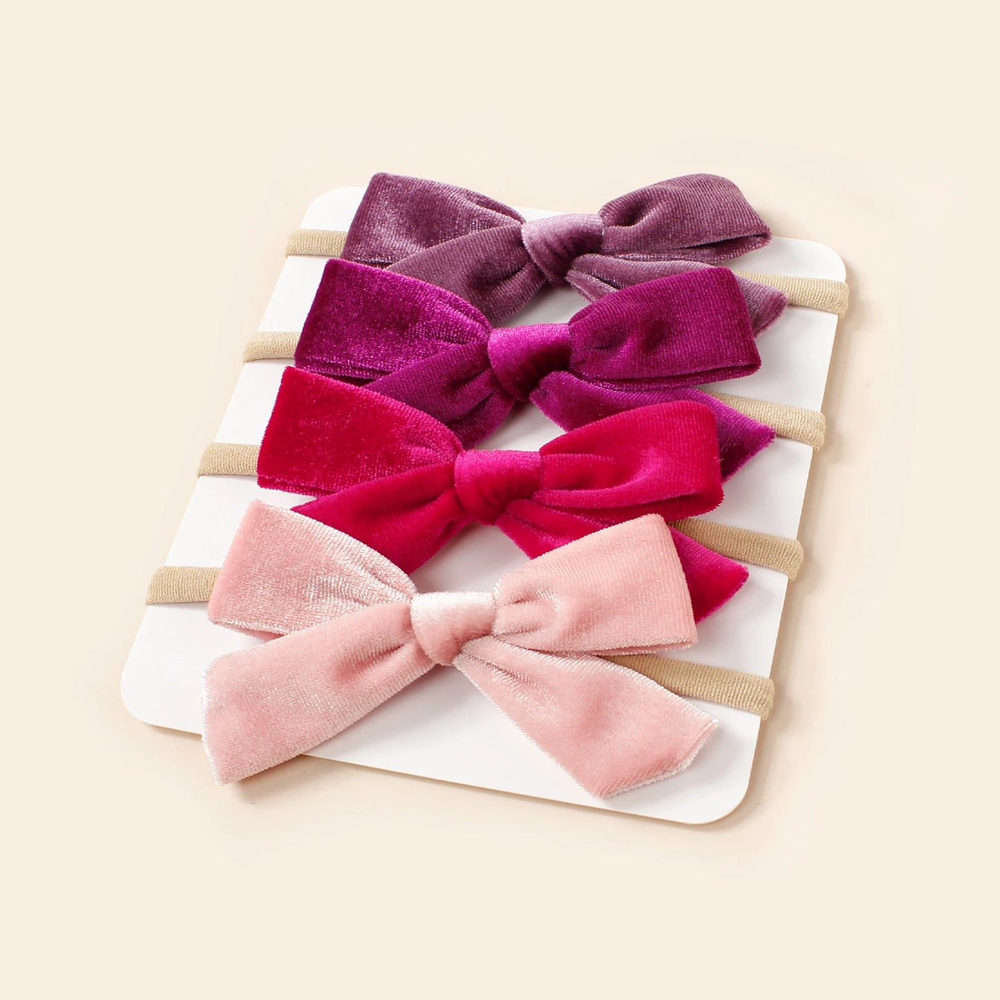 4Pcs/Set Baby Hot Sell Velvet Bow Nylon Headband Ultra Soft