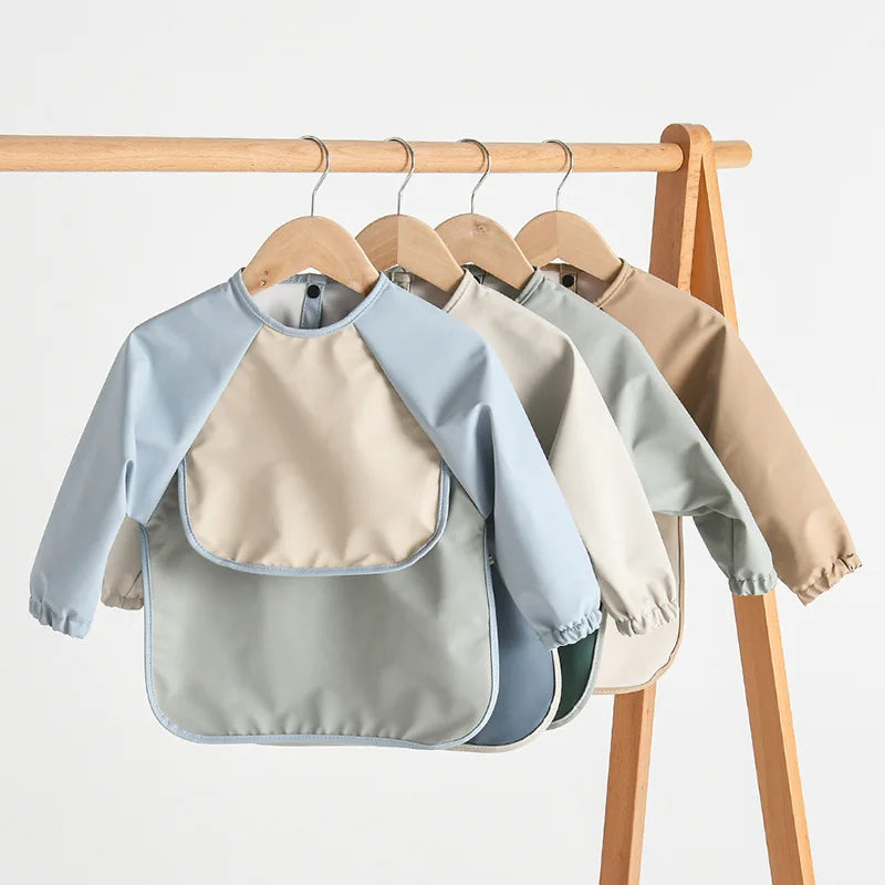 Kids Baby Long Sleeved PU Bibs Children Toddler Art Craft