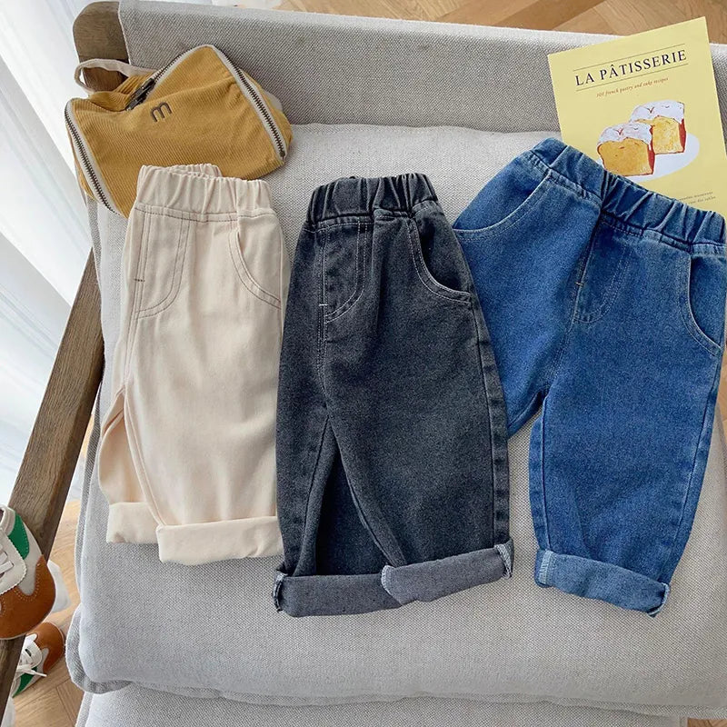 Baby Pants Solid Kids Jeans Casual  Boys Denim Pants Soft