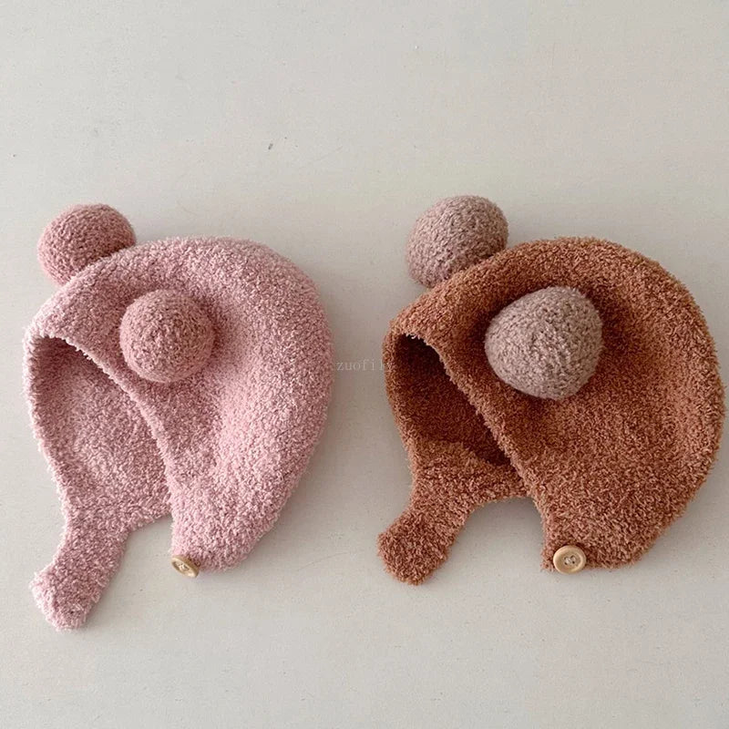 Cute Winter Warm Kids Girl Boys Baby Hats Fleece Wool