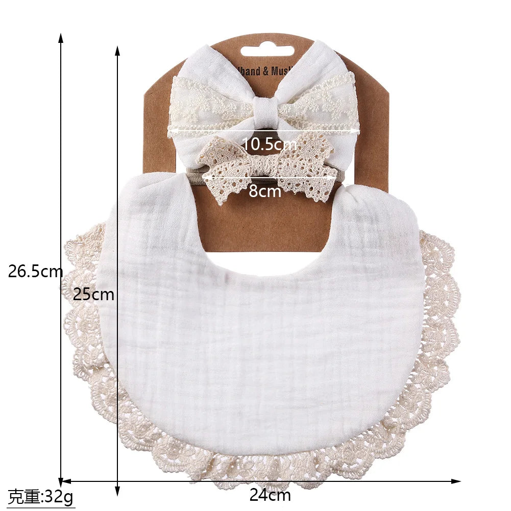 3Pcs/Set Solid Muslin Cotton Bamboo Baby Bib Tassel