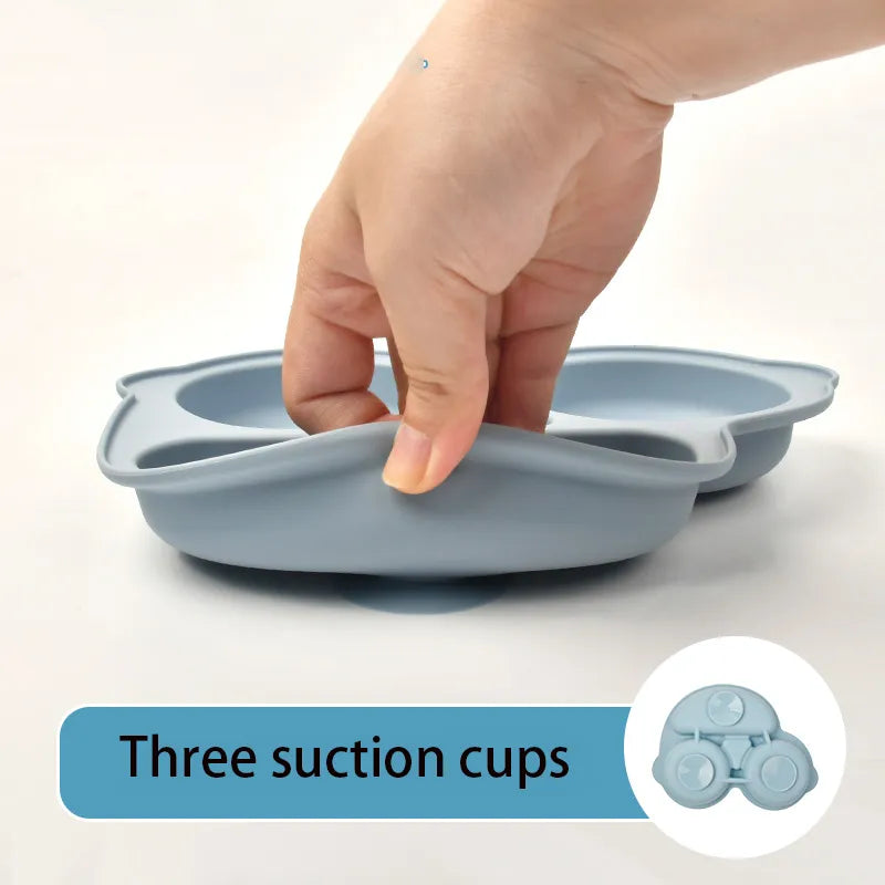 Baby Silicone Dining Plate Kids Feeding Plate Sucker Bowl Solid