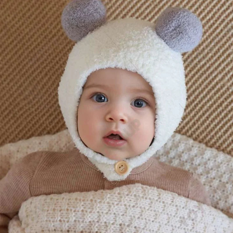 Infant Hat Baby Beanie Girl Boy Hat Fleece Wool Hemming Caps