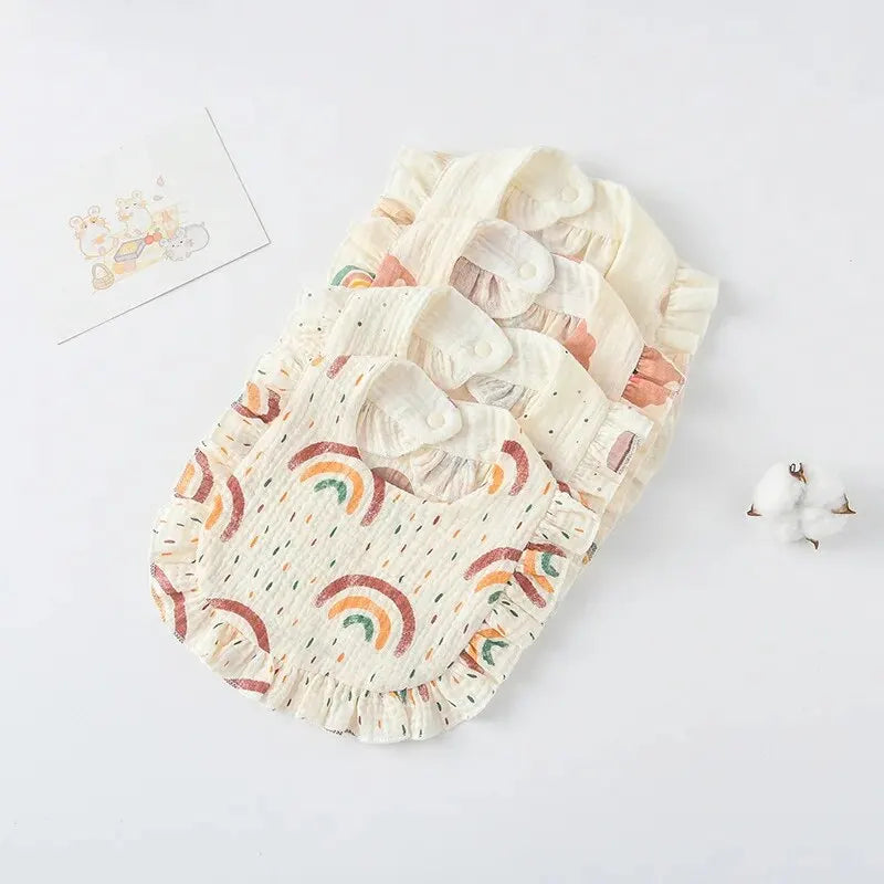Baby Feeding Drool Bib Ruffle Floral Infants Saliva Towel