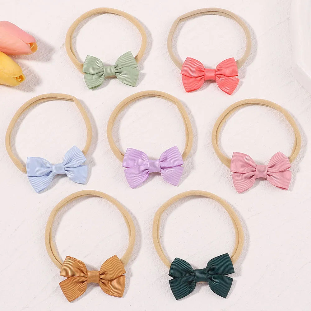 Bow Headband for Baby Girl Ribbon Elastic Nylon Hairband