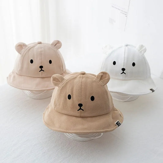 Cute Bear Baby Bucket Hat With Ears Boy Girl Cotton Kids