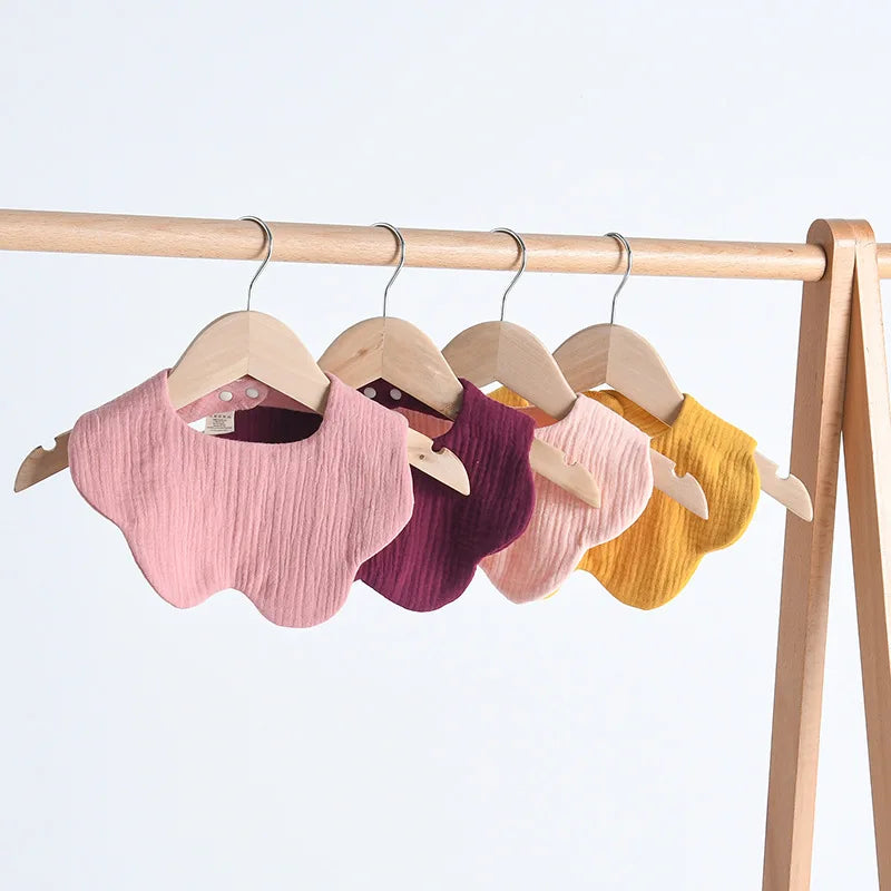 Baby Petal Feeding Drool Bib Solid Color Infants Saliva