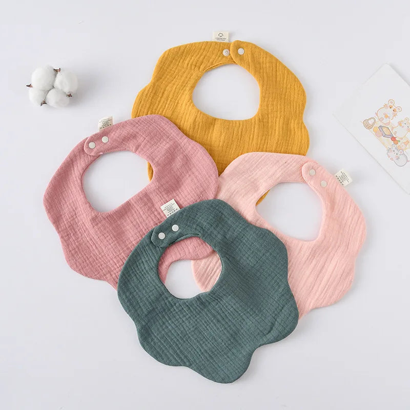 Baby Petal Feeding Drool Bib Solid Color Infants Saliva