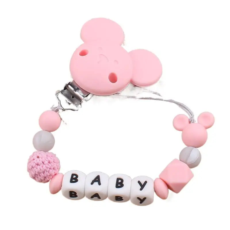 Mouse Silicone Beads Personalized Name Baby Pacifier