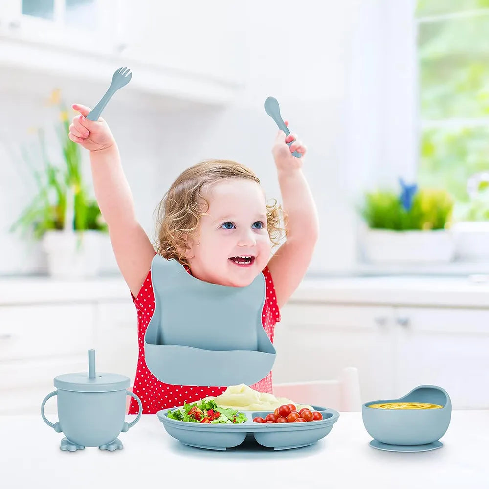 Children's Dishes Set Baby Silicone Tableware