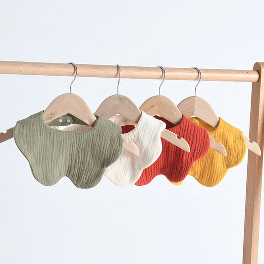 Baby Petal Feeding Drool Bib Solid Color Infants Saliva