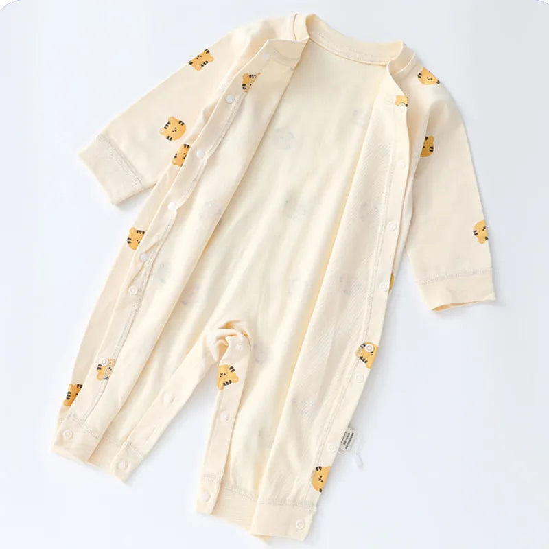 Muslin Newborn Jumpsuit Cartoon Bear Long Sleeves Baby Rompers