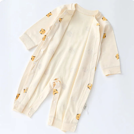 Muslin Newborn Jumpsuit Cartoon Bear Long Sleeves Baby Rompers