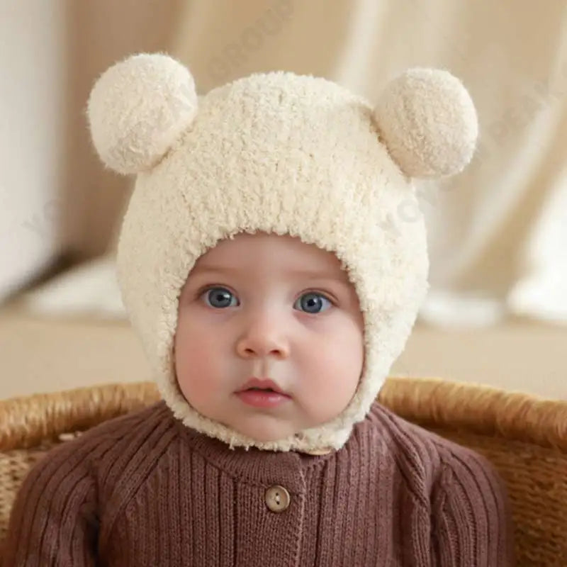 Infant Hat Baby Beanie Girl Boy Hat Fleece Wool Hemming Caps