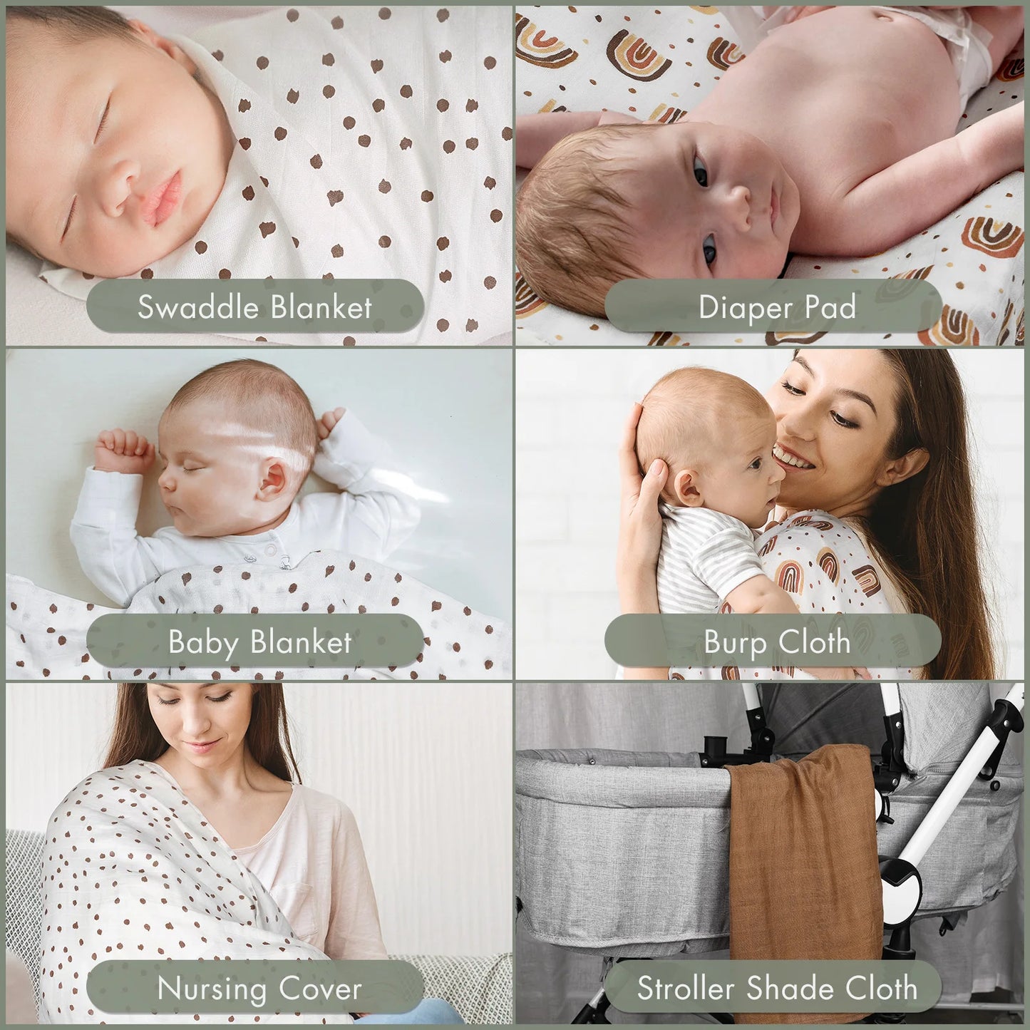 Newborn Muslin Swaddle Blanket 70% Bamboo 30% Cotton