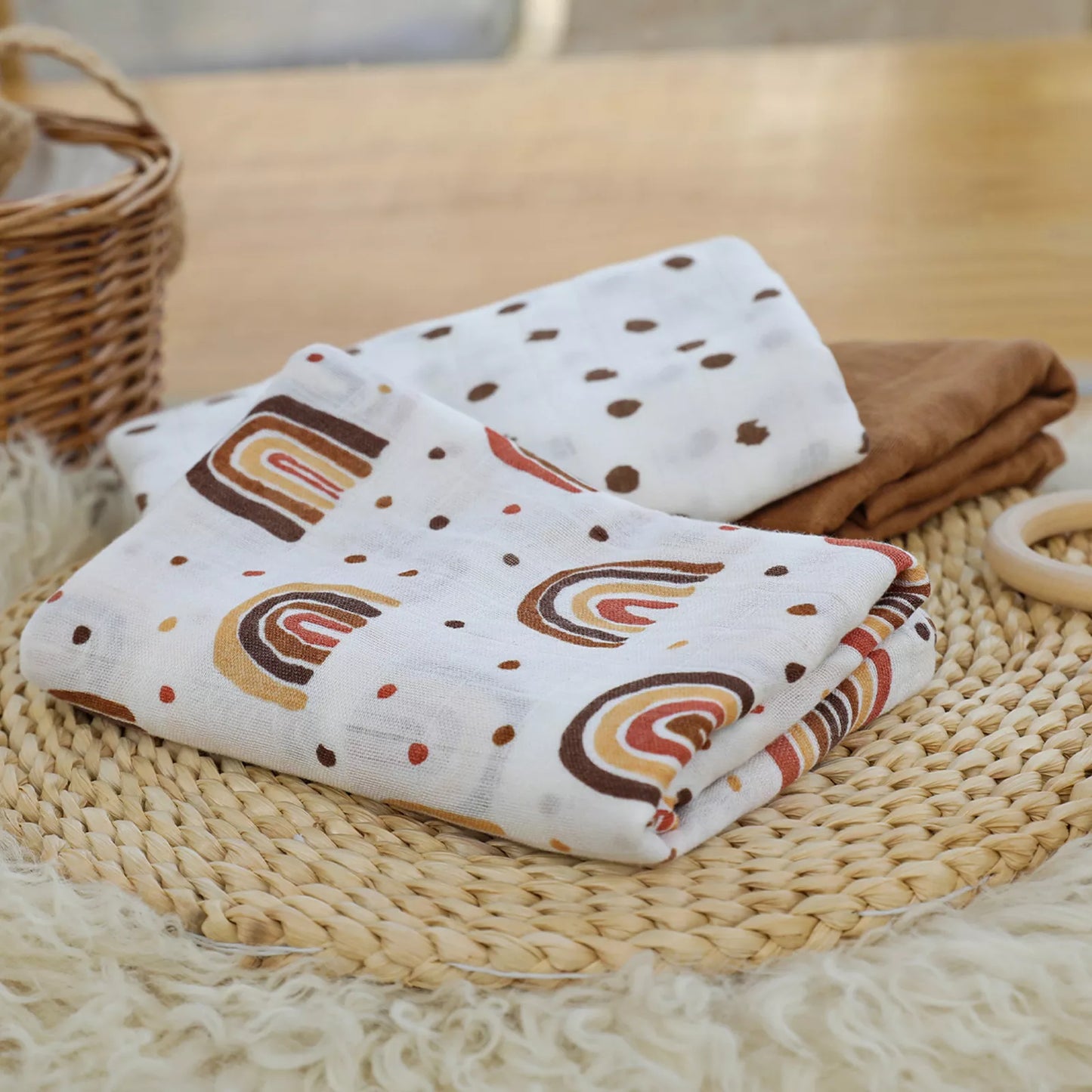 Newborn Muslin Swaddle Blanket 70% Bamboo 30% Cotton