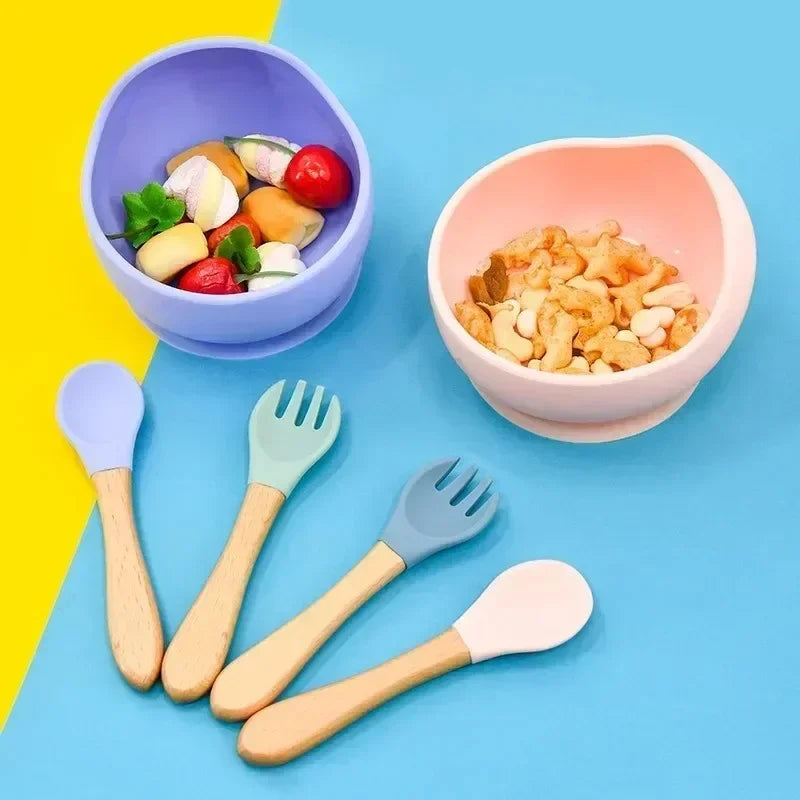 Silicone Baby Feeding Bowl Tableware for Kids Waterproof