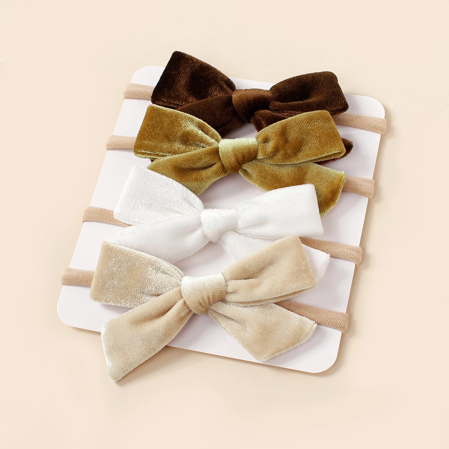 4Pcs/Set Baby Hot Sell Velvet Bow Nylon Headband Ultra Soft