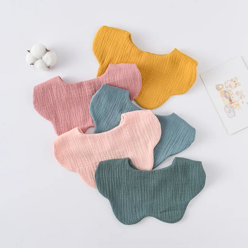 Baby Petal Feeding Drool Bib Solid Color Infants Saliva