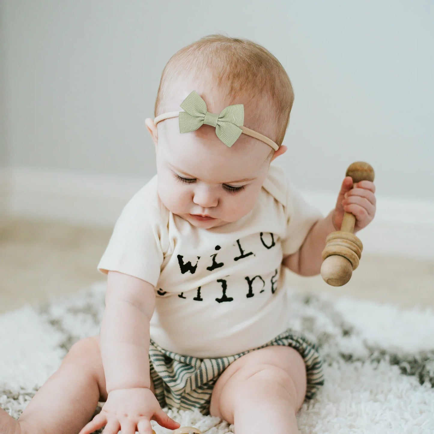 Bow Headband for Baby Girl Ribbon Elastic Nylon Hairband