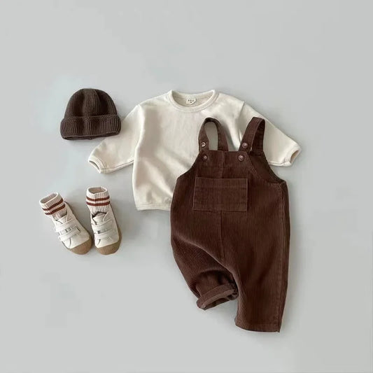 Autumn Winter Toddler Baby Boys Girls Solid Corduroy Suspender