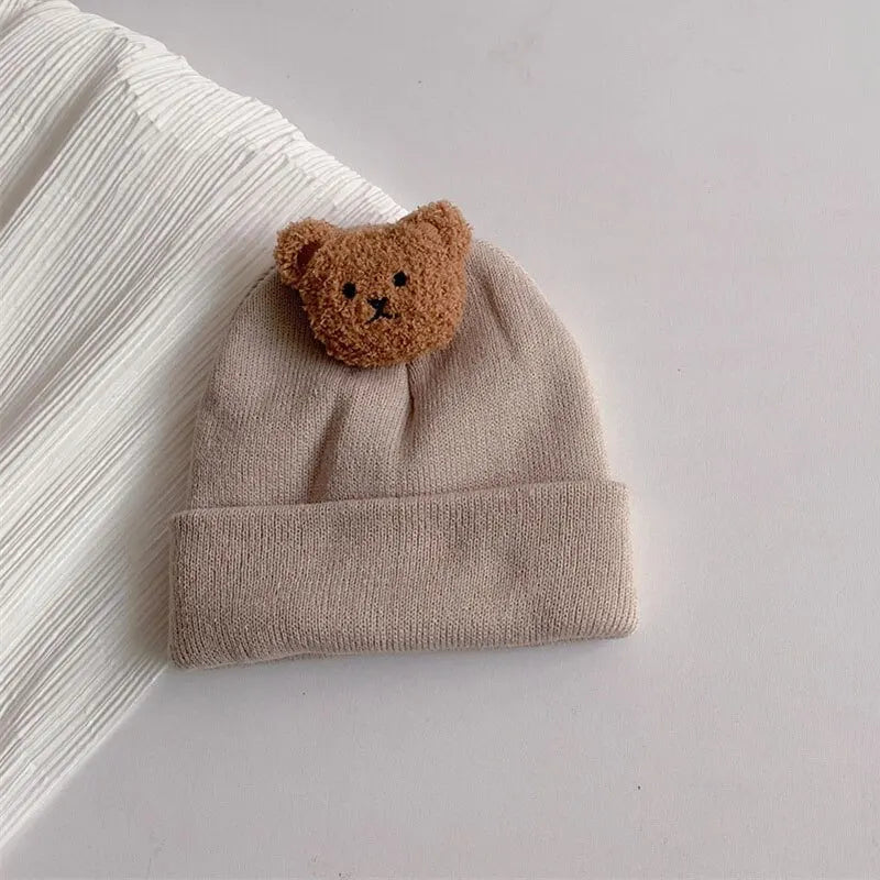 Cartoon Bear Baby Knitted Hat Autumn Winter Warm